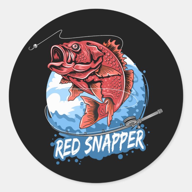 angler-fish-red-snapper-fisherman-artwork-vector classic round sticker (Front)