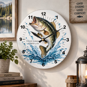 Angler Fishing Retirement Gift Keepsake Large Clock
