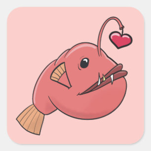 Angler in love square sticker