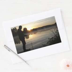 Angler morning rectangular sticker