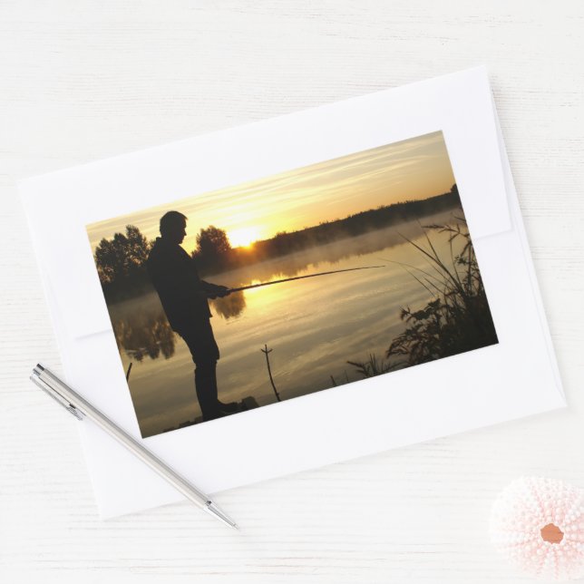 Angler morning rectangular sticker (Envelope)