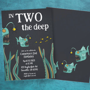 Anglerfish Deep Sea Ocean Second Birthday  Invitation