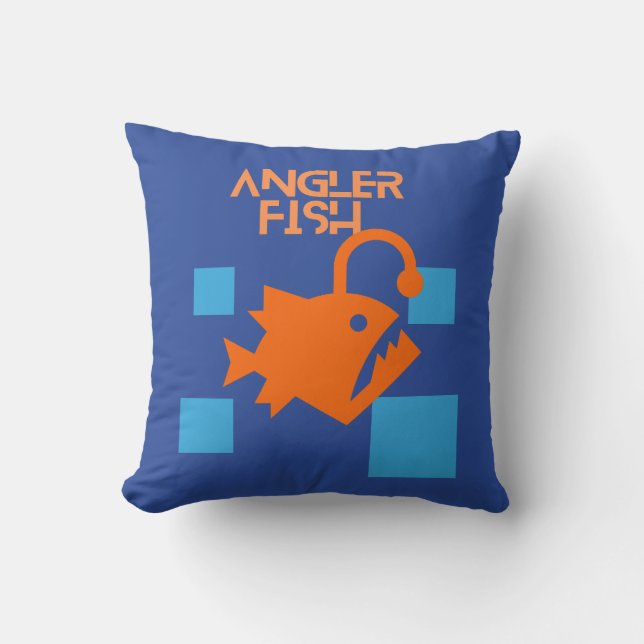 Anglerfish Throw Pillow | Abstract Anglerfish |  (Front)