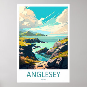 Anglesey Wales Travel Poster Vintage Ski National