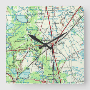 Angleton Texas Topographic Map Square Wall Clock