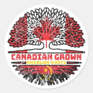 Angola Angolan Canadian Canada Tree Roots Flag Classic Round Sticker