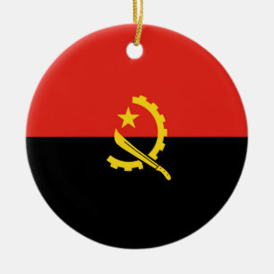 Angola flag ceramic tree decoration