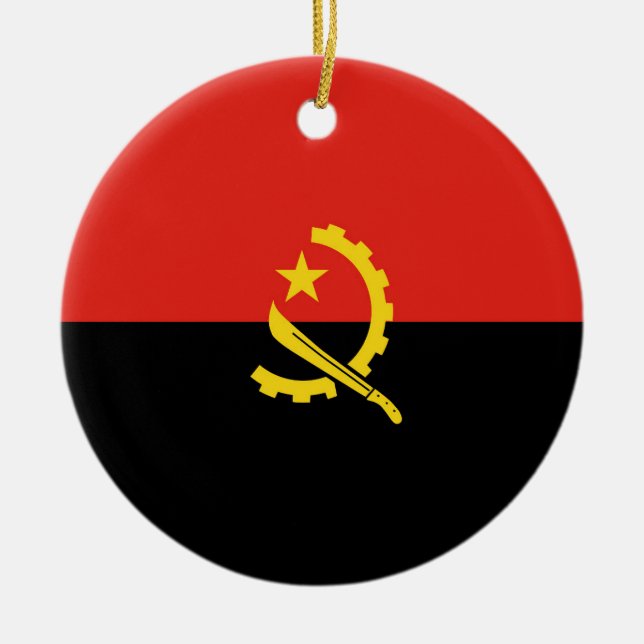 Angola flag ceramic tree decoration (Front)