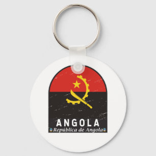 Angola Flag Emblem Distressed Vintage  Key Ring