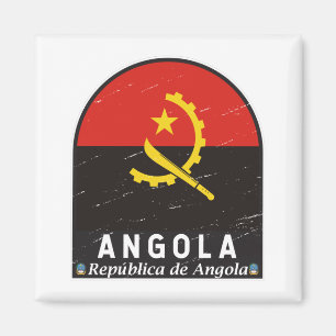 Angola Flag Emblem Distressed Vintage Magnet