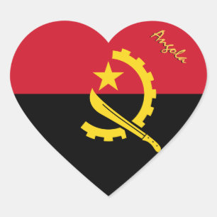 Angola Heart Sticker, Patriotic Angolan Flag Sticker