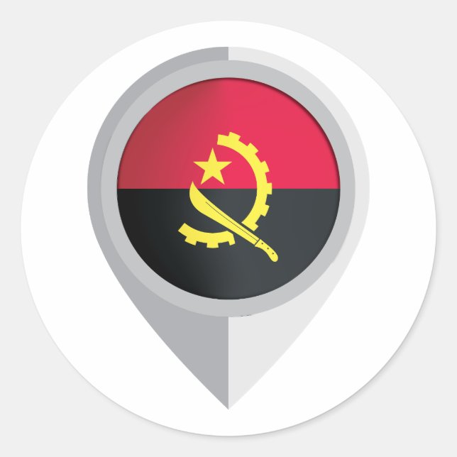 Angola Pin Location Flag Classic Round Sticker (Front)
