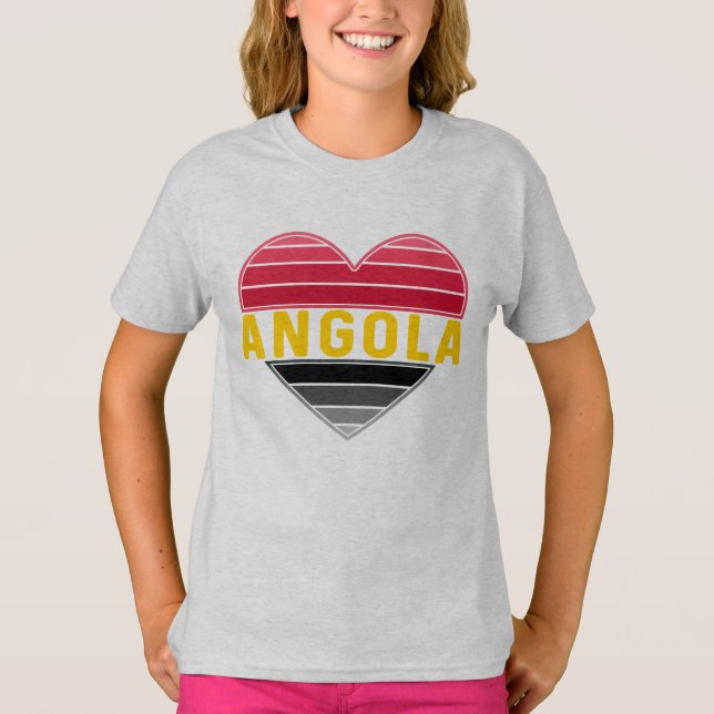 Angolan Heart, I Love Angola T-Shirt (Front)