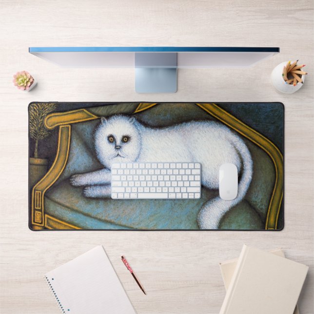 Angora cat, Morris Hirshfield Desk Mat (Office 1)