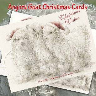 Angora Christmas Goats  Card