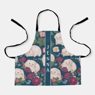 Angora Ferret Small Floral Colourful Pattern Apron