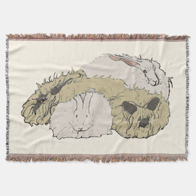Angora Rabbits Throw Blanket (Front)