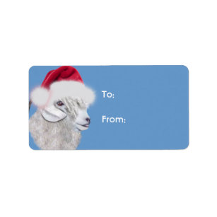 Angora Santa Goat Christmas Gift Tag
