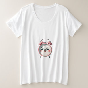 Angry Alarm Clock Cartoon – I Hate Mornings Plus Size T-Shirt