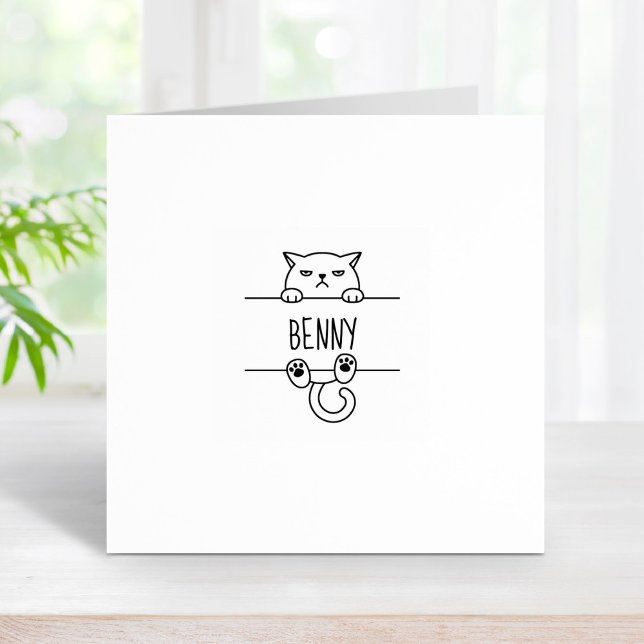 Angry Bad Tempered Cat Custom Name 1x1 Rubber Stamp (Creator Uploaded)