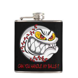 Angry Baseball Black Hip Flask