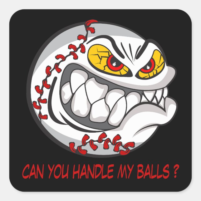 Angry Baseball Black  Square Sticker (Front)