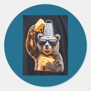 Angry Bear Cheese Grater Hat Classic Round Sticker