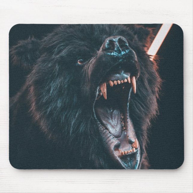 Angry Bear Teeth Black Bear Growl Mouse Pad (Front)