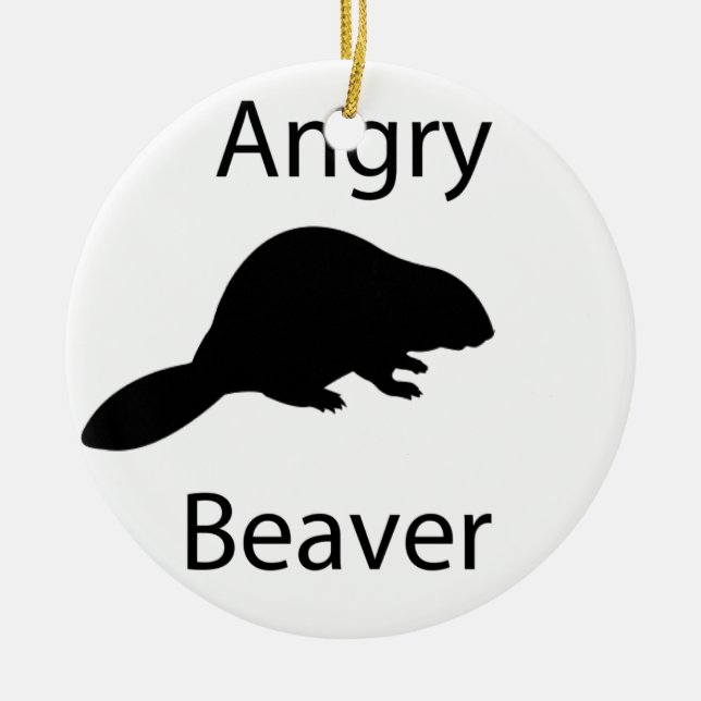 Angry beaver ceramic tree decoration (Front)