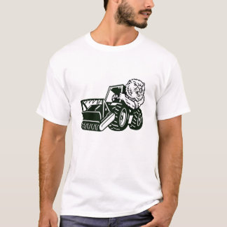 Angry Beaver Driving Mulching Tractor Mascot  T-Shirt