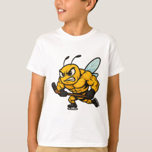 Angry Bee Ice Hockey Player Strong Insect  T-Shirt