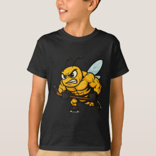 Angry Bee Ice Hockey Player Strong Insect  T-Shirt