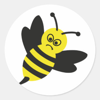angry bee icon classic round sticker