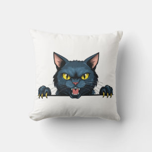 Angry black cat cushion