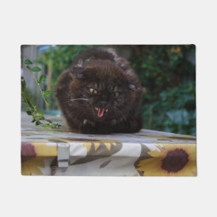 Angry Black Cat Doormat