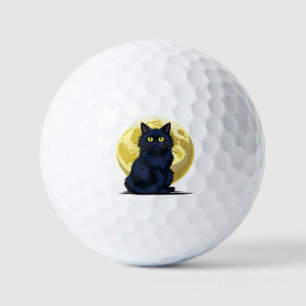 Angry black cat golf balls