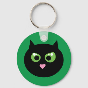 Angry Black Cat Key Ring