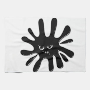 Angry Black Paint Splatter Tea Towel