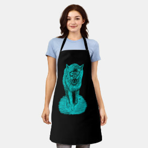 Angry Black Wolf in the Night Apron