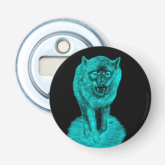 Angry Black Wolf in the Night Bottle Opener (Front)