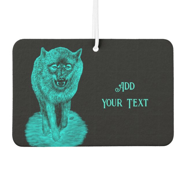 Angry Black Wolf in the Night Car Air Freshener (Front)