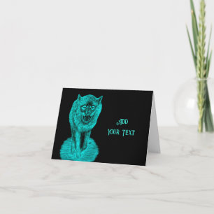 Angry Black Wolf in the Night Card
