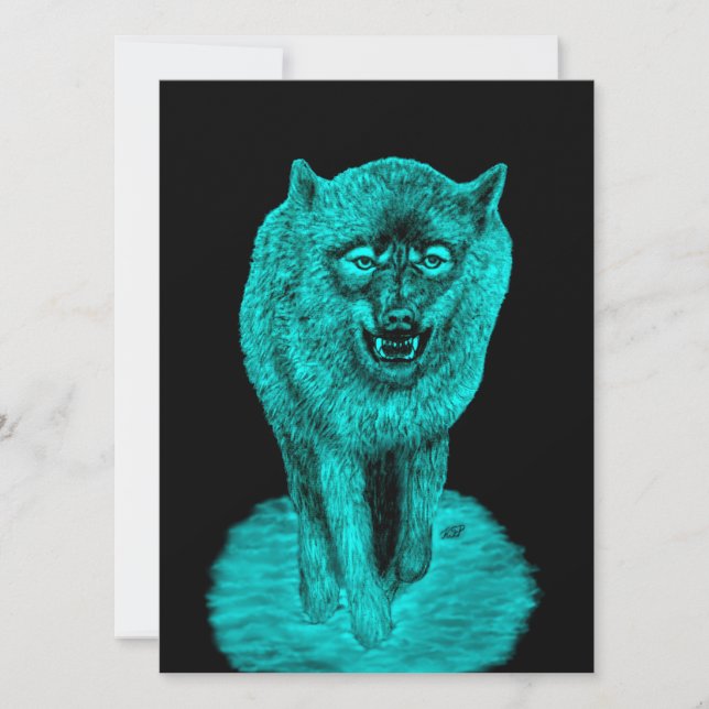 Angry Black Wolf in the Night Card (Front)