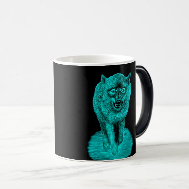 Angry Black Wolf in the Night Magic Mug (Front Right)