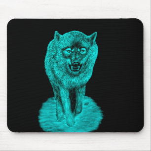 Angry Black Wolf in the Night Mouse Pad
