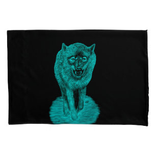 Angry Black Wolf in the Night Pillowcase