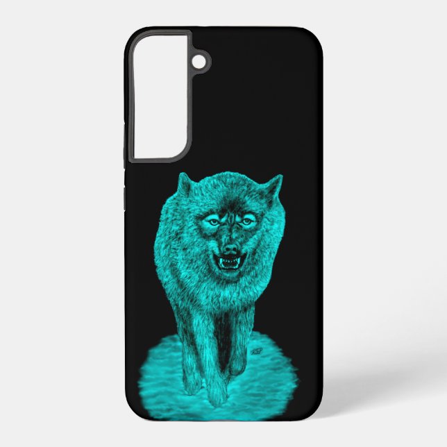 Angry Black Wolf in the Night Samsung Galaxy S22+ Case (Back)
