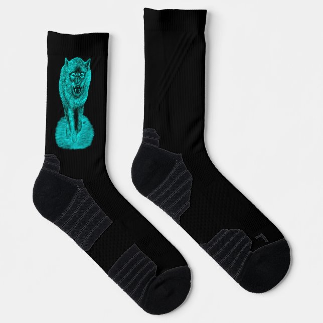Angry Black Wolf in the Night Socks (Right)