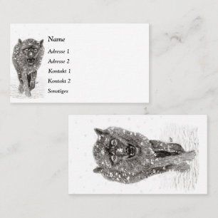 Angry Black Wolf in the Snow , wild Winter Business Card