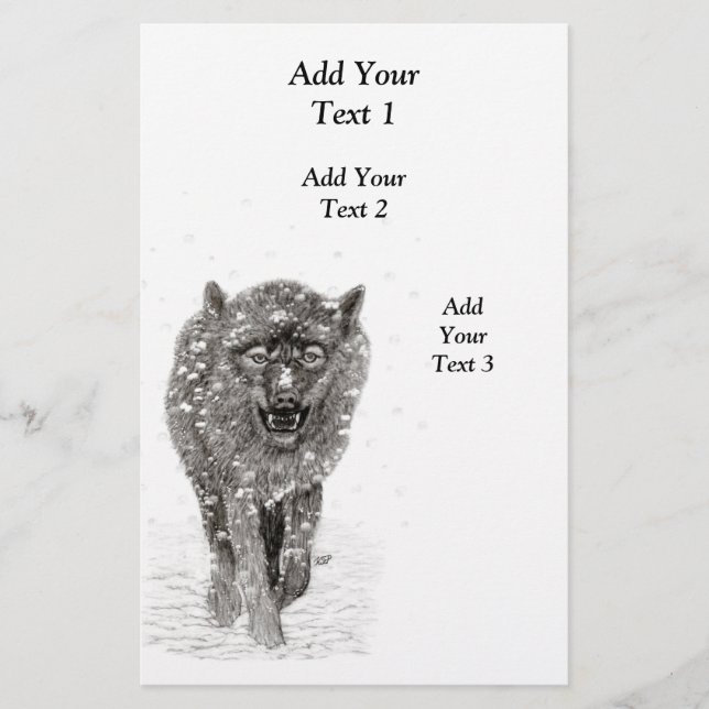 Angry Black Wolf in the Snow , wild Winter Flyer (Front)